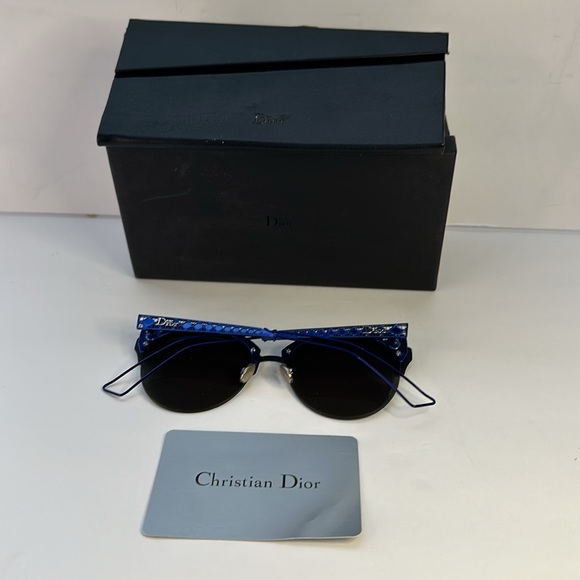 CHRISTIAN DIOR  Metal DioramaClub Sunglasses Black Blue - Picture 17 of 17